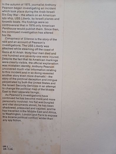 Conspiracy of Silence Attack on U.S.S Liberty by Anthony Pearson (True Story Hardback 1978)