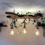 Custom-Made Rustic Wood & Glass Pendant Light Image 2