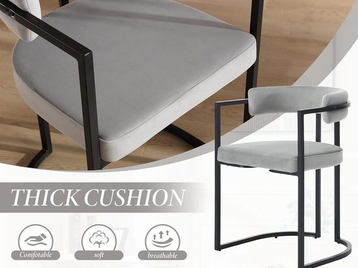 Set of 2 Modern Dining Chairs Metal Frame Velvet