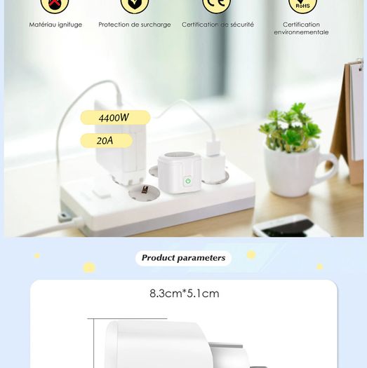Smart Socket EU 16A AC100-240V Wifi Smart Plug Power Outlet, Alexa Google Home Voice Control, For Tuya Smart Life APP