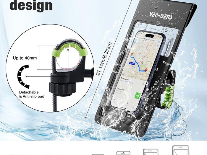 Ven dens VD - HD029 Deep Waterproof Bike Phone Holder - Universal Mount for Cycling, Motorbiking & Outdoor Use