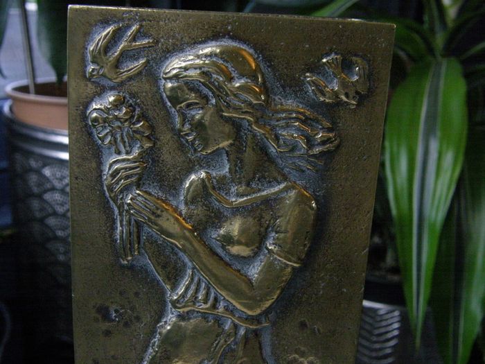Art Deco Bronze Vase Oscar Antonsson Ystad Sweden Fiddler and Woman Relief 1930s to 1940s