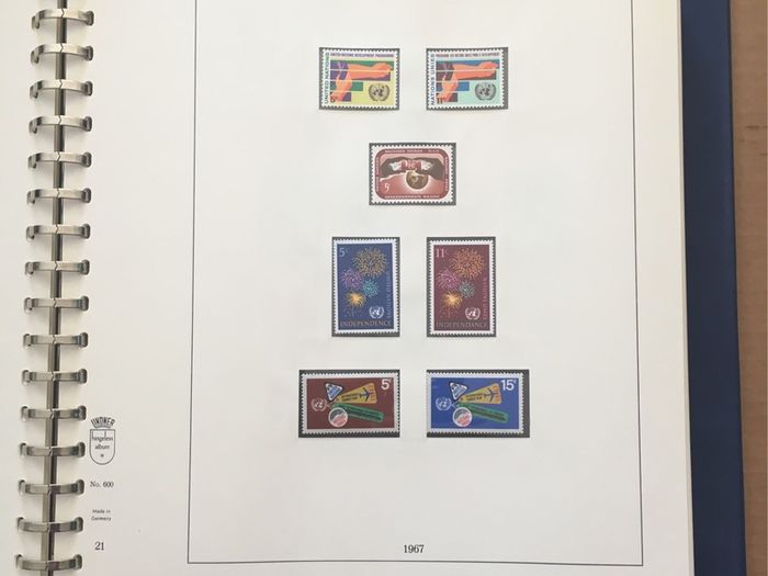 1951-1980s United Nations Stamp Collection Mint Never Hinged (MNH) in Lindner Pages housed in album (60 images showing contents)