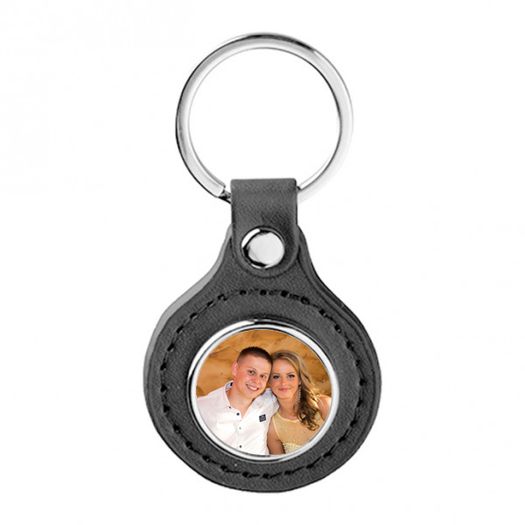 Personalised Round PU and Metal Keyring