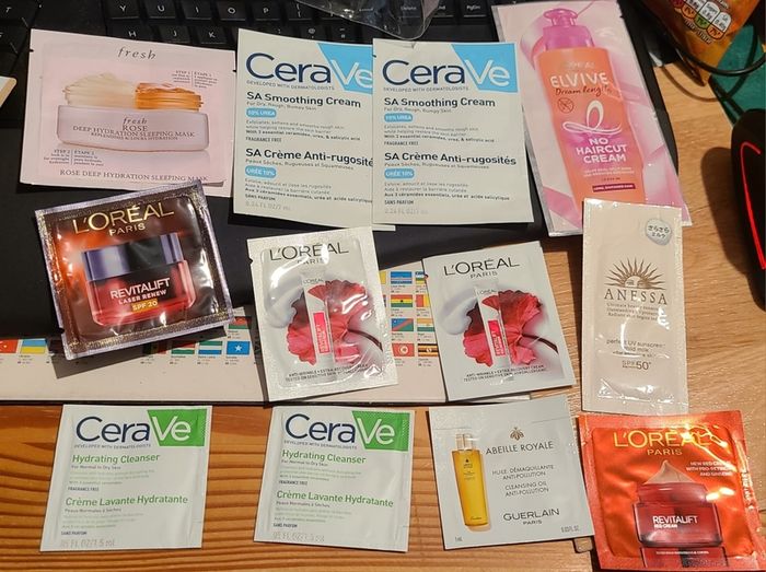 Fresh, Guerlain, L'oreal, CeraVe and Anessa Sample