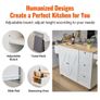 Kitchen Island Cart with Solid Wood Top, 115 cm Width Mobile Carts with Storage Cabinet, Rolling Kitchen Table with Spice Rack, Towel Rack Image 6