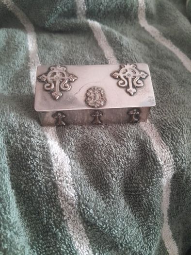 old silver plate religious box
