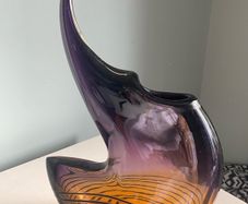 Stunning Contemporary large  15 1/4 inch heavy  studio art  glass vase