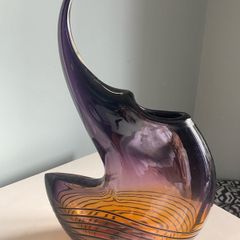 Stunned my Contemporary large  15 1/4 inch heavy  studio art  glass vase
