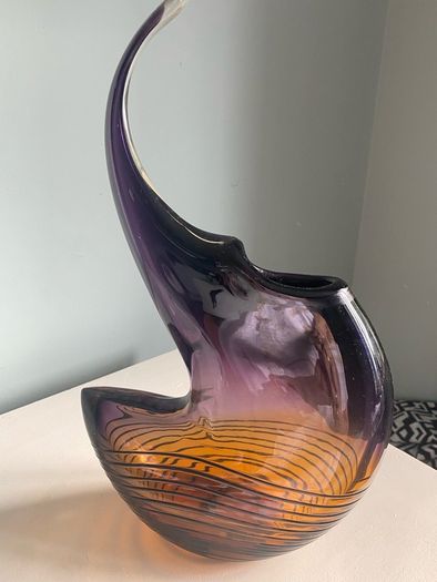 Contemporary large  15 1/4 inch heavy  studio glass vase