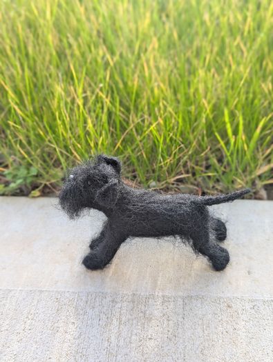 Handmade Felt Schnauzer (Woollen Black Dog)