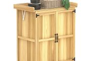 43 x 74cm Fir Wood Shed, with Metal Worktop - Natural Finish
