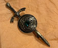 Beautiful Brooch With Green Stone