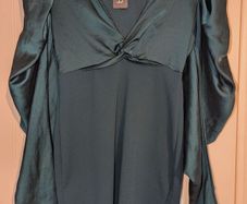 puff sleeve, twist front, teal, bodycon dress from Boohoo