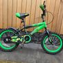 Kids 14-Inch Strike Bike with Stabilisers (Green/Black) Image 2