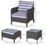 NEW SALE 5 Pcs PE Rattan Garden Furniture Set, 2 Armchairs 2 Stools Glass Top Table Cushions Wicker Weave Chairs Outdoor Seating, Dark Grey FREE SHIPPING Image 3