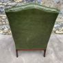 George III Style Deep Button Green Leather Wingback Armchair. Image 9