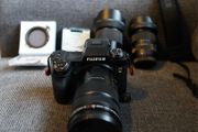 Fujifilm XH2 (FREE GIMBAL). Comes with Fujifilm XF 18-120mm F4 LM PZ WR Lens, Sigma 23 f1.4 Lens, Sigma 18-50 f2.8 Lens, spare battery and filters