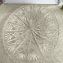 Clear cut-glass or crystal flat cake plate or serving platter featuring a radial starburst and fan-cut pattern Image 6