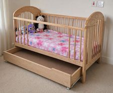 Wooden Baby Cot / Crib + Mattress & Storage Drawer