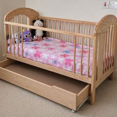 Wooden Baby Cot / Crib + Mattress & Storage Drawer