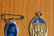 Vintage Lot Of 2 Enamel Catholic Religious Medal/ Pendant Of The Holy Mary.