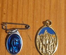 Vintage Lot Of 2 Enamel Catholic Religious Medal/ Pendant Of The Holy Mary.