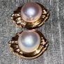 Tasaki Mabe Pearl Gold Diamond Earrings Image 3