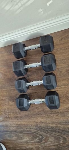 2 sets of used hexagonal dumbbells