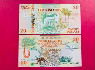 Cook Islands  20 Dollars 1992. Pick 9a. ( Uncirculated )