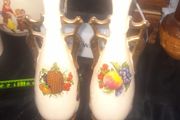A Beautiful Pair of Old Guilded Staffordshire Single Rose Bud Vases