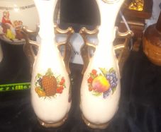 A Beautiful Pair of Old Guilded Staffordshire Single Rose Bud Vases