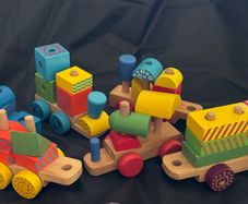 Wooden toy train set