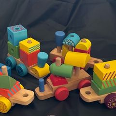 Wooden toy train set