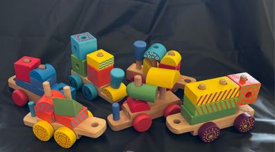 Wooden toy train set