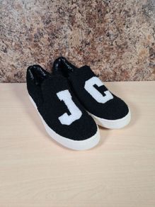 womens girls JC Juicy Couture Black terry cloth teddy Teresa slip on trainer  Size UK 4 EU 37