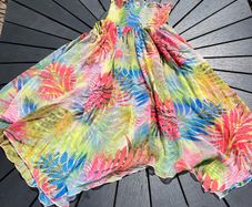 Beach strapless dress with sheered elastic, size Small