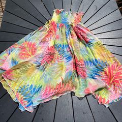 Beach strapless dress with sheered elastic, size Small