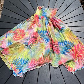 Beach strapless dress with sheered elastic, size Small