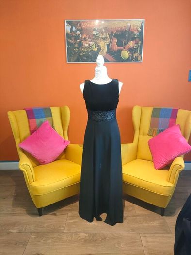 Vintage Consortium Black velvet maxi dress
