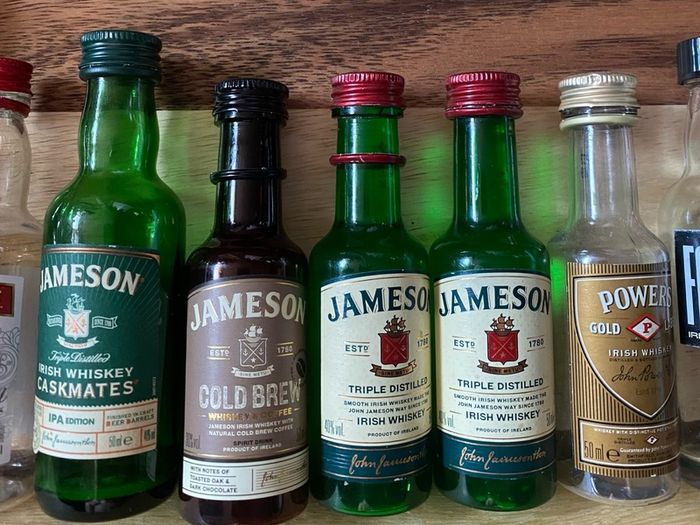 Jameson powers Whiskey gin vodka empty mini bottles