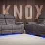 Knox Electric Light Grey Tech Recliner Sofa Set Image 8