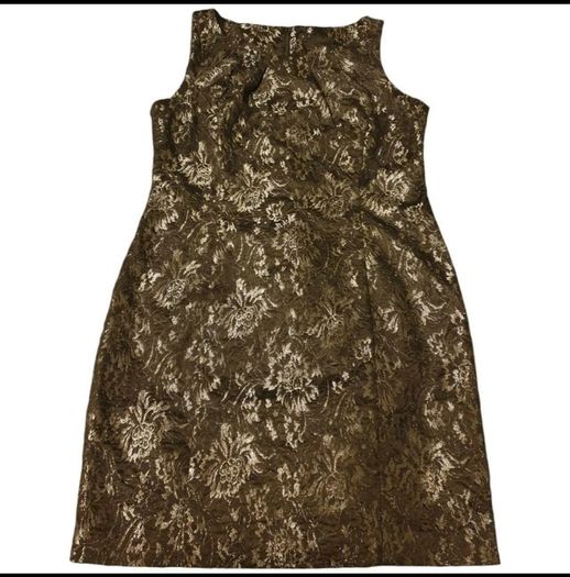 Black & Silver Metallic Thread Brocade Sleeveless Dress size 14