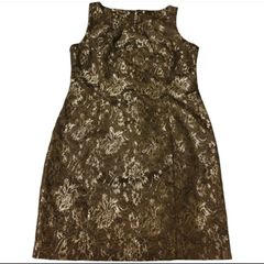 Black & Silver Metallic Thread Brocade Sleeveless Dress size 14