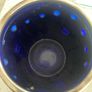 Vintage heavy silvered brass Art Deco Cobalt Glass Planter Image 4
