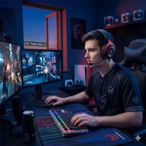 EKSA E900 Stereo Sound Wired Gaming Headset - Red - Detachable Mic (No Box)