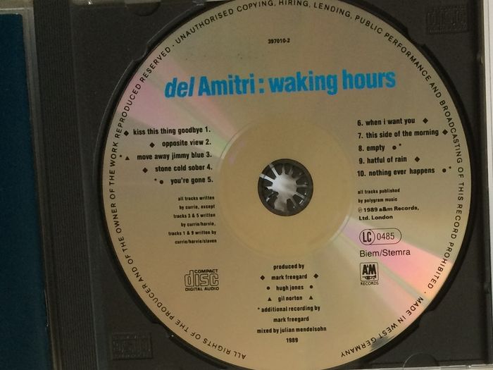 Del Amitri [1989] Waking Hours (CD Album)