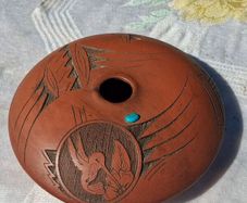 Dwayne Blackhorse Navajo Redware Seed Jar