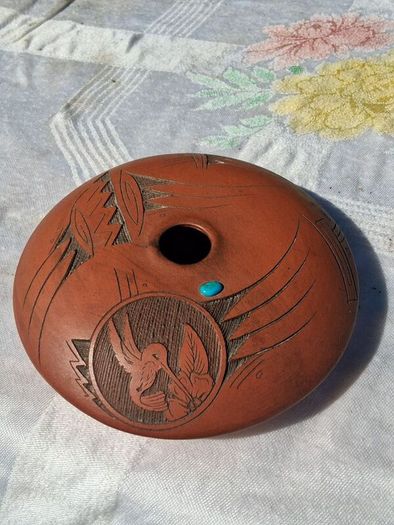 Dwayne Blackhorse Navajo Redware Seed Jar