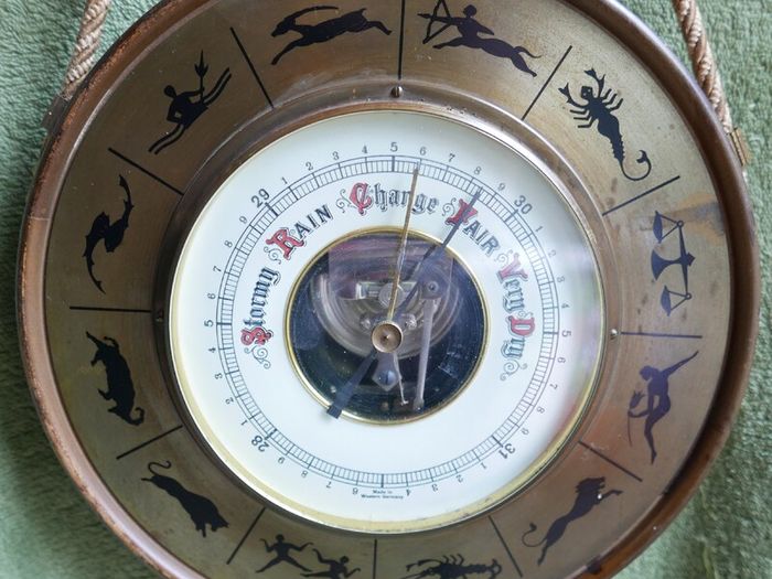 Vintage Zodiac Barometer Hygrometer Wall Hanging West Germany